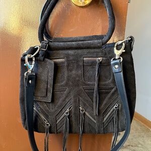 BALENCIAGA Black Suede Multi Zip Moto Satchel w/tag Vintage 2002 pre First City